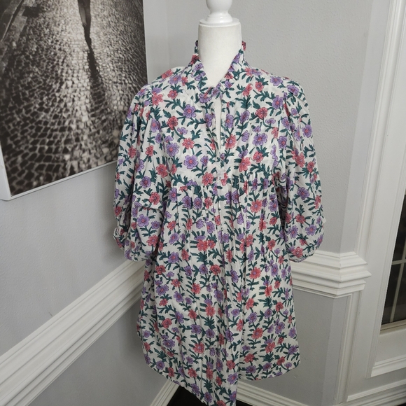 SUR LA VAGUE Women's Blouse Mini Dress o/s Puff-sleeve - Picture 3 of 9